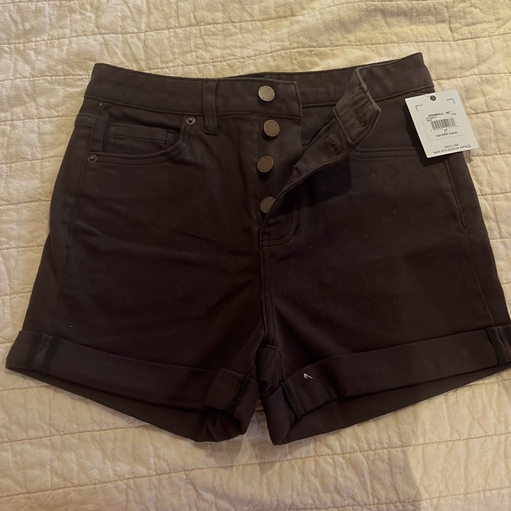 O’Neill chocolate brown denim high waisted shorts